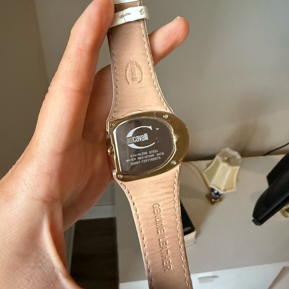 Just Cavalli Gold Plated Stainless Steel JC Logo Women’s Wristwatch 35mm White - Picture 10 of 12